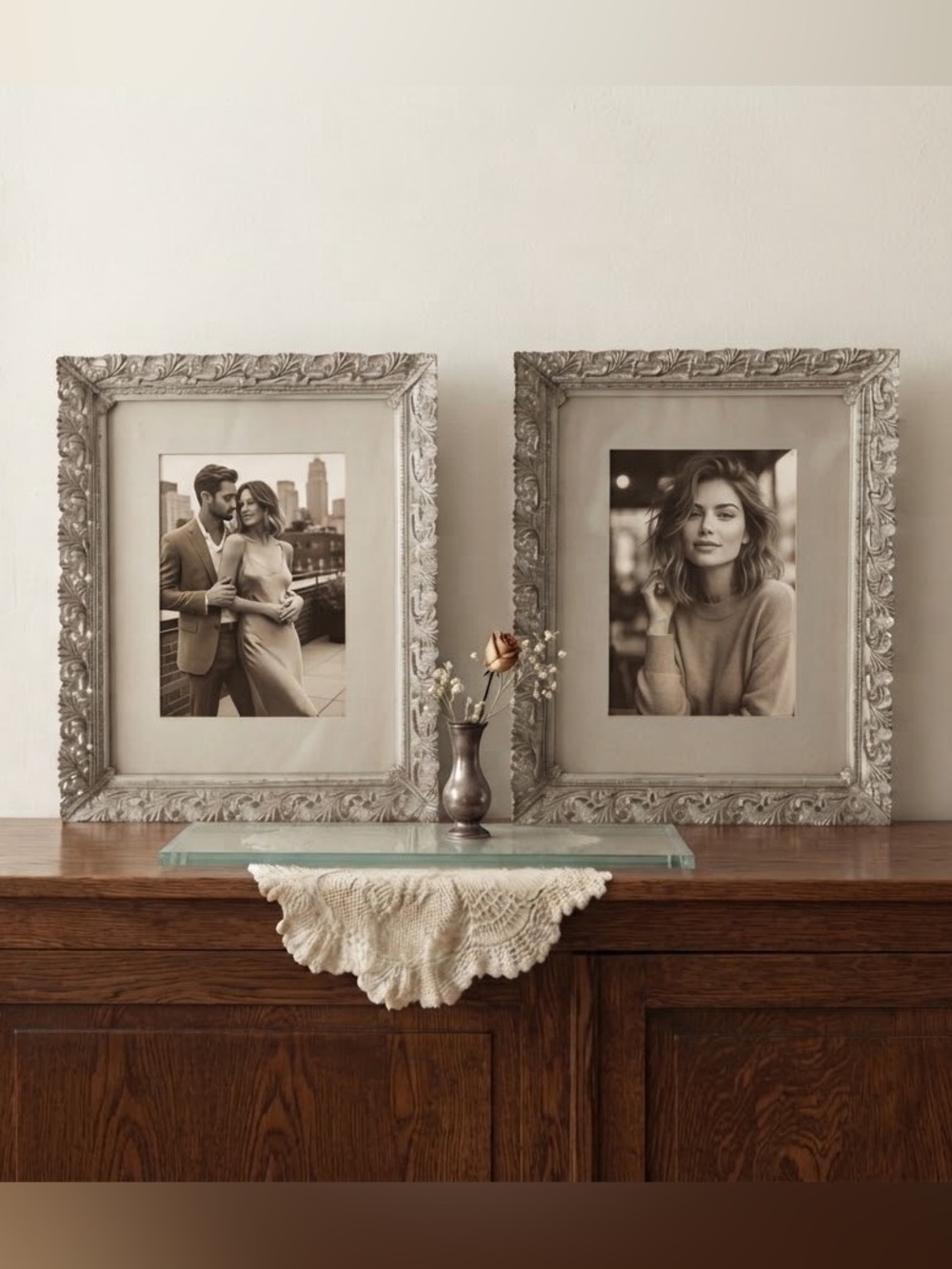 Vintage Ornate Silver Filigree Picture Frames-11x14 Pair/Baroque Shabby Chic